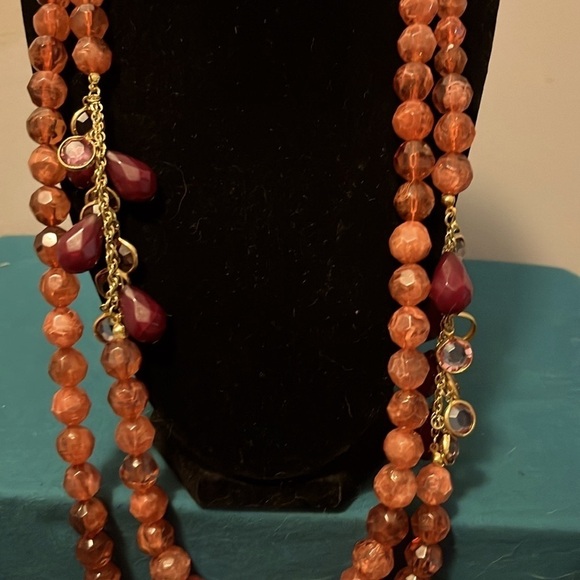 Lydell NY Vintage Double strand faceted pink, cranberry and purple bead necklace - Picture 2 of 6